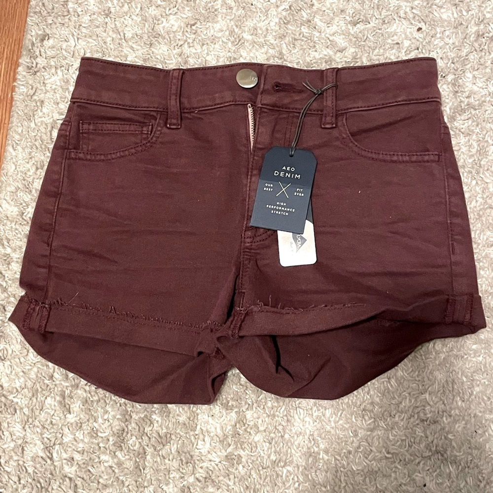 American Eagle Stretch Maroon Shorts